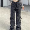 New Style Trends - Black Gothic Y2K Denim Pants - Outfit Ideas