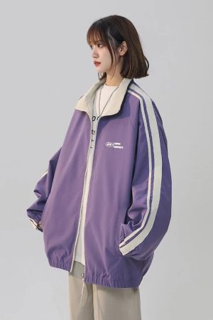 New Style Trends - Black Striped Y2k Oversized Track Jacket - Outfit Ideas