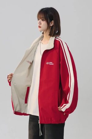 New Style Trends - Black Striped Y2k Oversized Track Jacket - Outfit Ideas