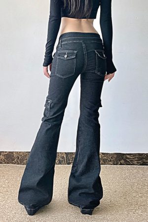 New Style Trends - Black Utility Y2k Flare Pants - Outfit Ideas