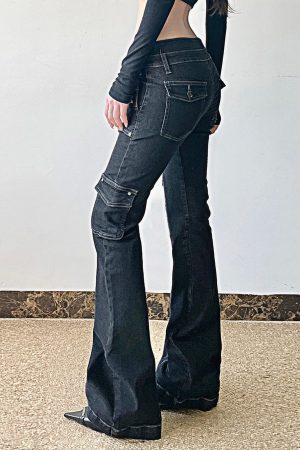 New Style Trends - Black Utility Y2k Flare Pants - Outfit Ideas