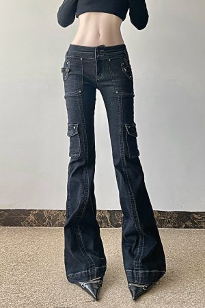 New Style Trends - Black Utility Y2k Flare Pants - Outfit Ideas