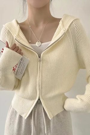 New Style Trends - Blush Ribbed Aesthetic Zip-Up Cardigan - Outfit Ideas