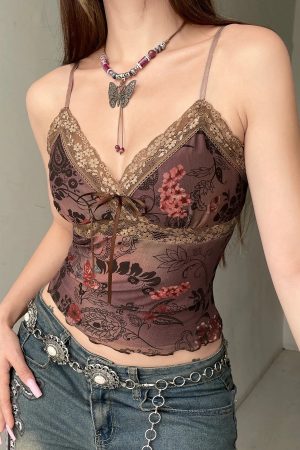 New Style Trends - Boho Bloom Lace Aesthetic Cami Crop Top - Outfit Ideas