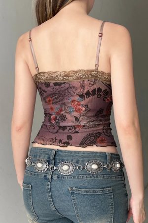 New Style Trends - Boho Bloom Lace Aesthetic Cami Crop Top - Outfit Ideas