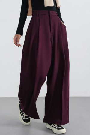 New Style Trends - Bordeaux Breeze Retro Palazzo Pants - Outfit Ideas