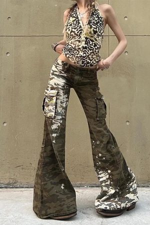 New Style Trends - Camo Chaos Y2k Flare Pants - Outfit Ideas