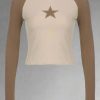 New Style Trends - Celestial Contrast Long Sleeve Crop Top - Outfit Ideas