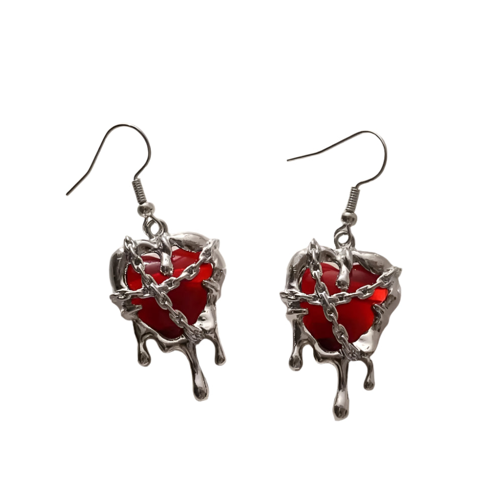 New Style Trends - Chained Blood Heart Alt Earrings - Outfit Ideas