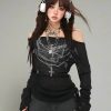 New Style Trends - Chains of Midnight Edgy Off-Shoulder Top - Outfit Ideas