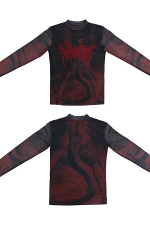 New Style Trends - Chaos Flame Graphic Alt Mesh Top - Outfit Ideas