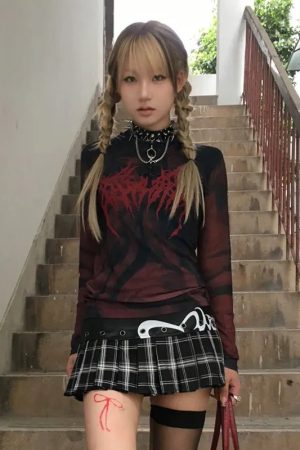 New Style Trends - Chaos Flame Graphic Alt Mesh Top - Outfit Ideas