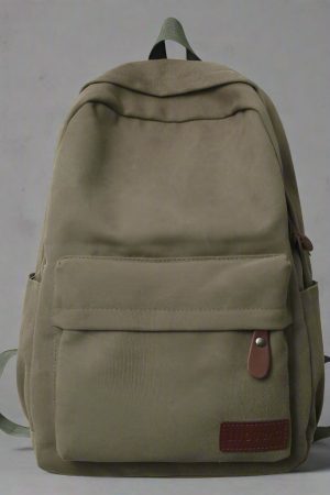 New Style Trends - Classic Sand Canvas Aesthetic Backpack - Outfit Ideas