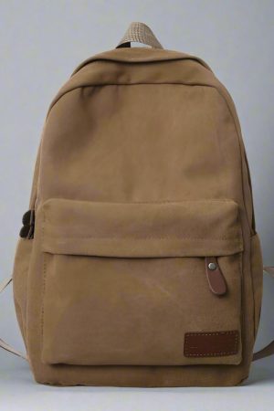 New Style Trends - Classic Sand Canvas Aesthetic Backpack - Outfit Ideas