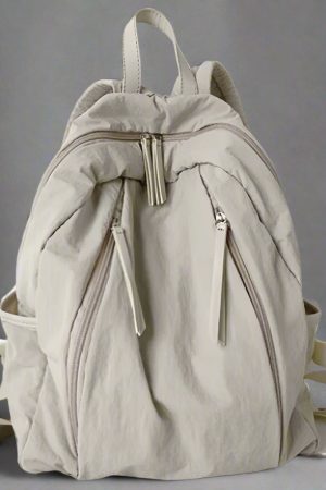 New Style Trends - Cloud Beige Minimalist Aesthetic Backpack - Outfit Ideas