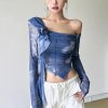 New Style Trends - Cloud Wash One-Shoulder Coquette Blouse - Outfit Ideas