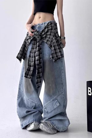 New Style Trends - Cloudline Pocket Flare Edgy Y2k Jeans - Outfit Ideas