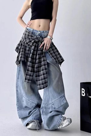 New Style Trends - Cloudline Pocket Flare Edgy Y2k Jeans - Outfit Ideas