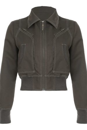 New Style Trends - Combat Stitch Zip Y2k Jacket - Outfit Ideas