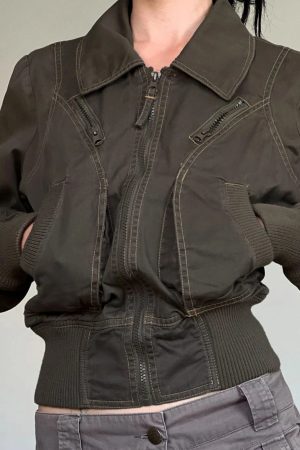 New Style Trends - Combat Stitch Zip Y2k Jacket - Outfit Ideas