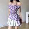 New Style Trends - Coquette Asymmetric Plaid Halter Blouse - Outfit Ideas