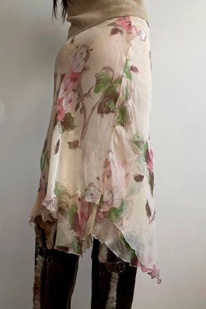 New Style Trends - Coquette Blossom Drift Mesh Midi Skirt - Outfit Ideas