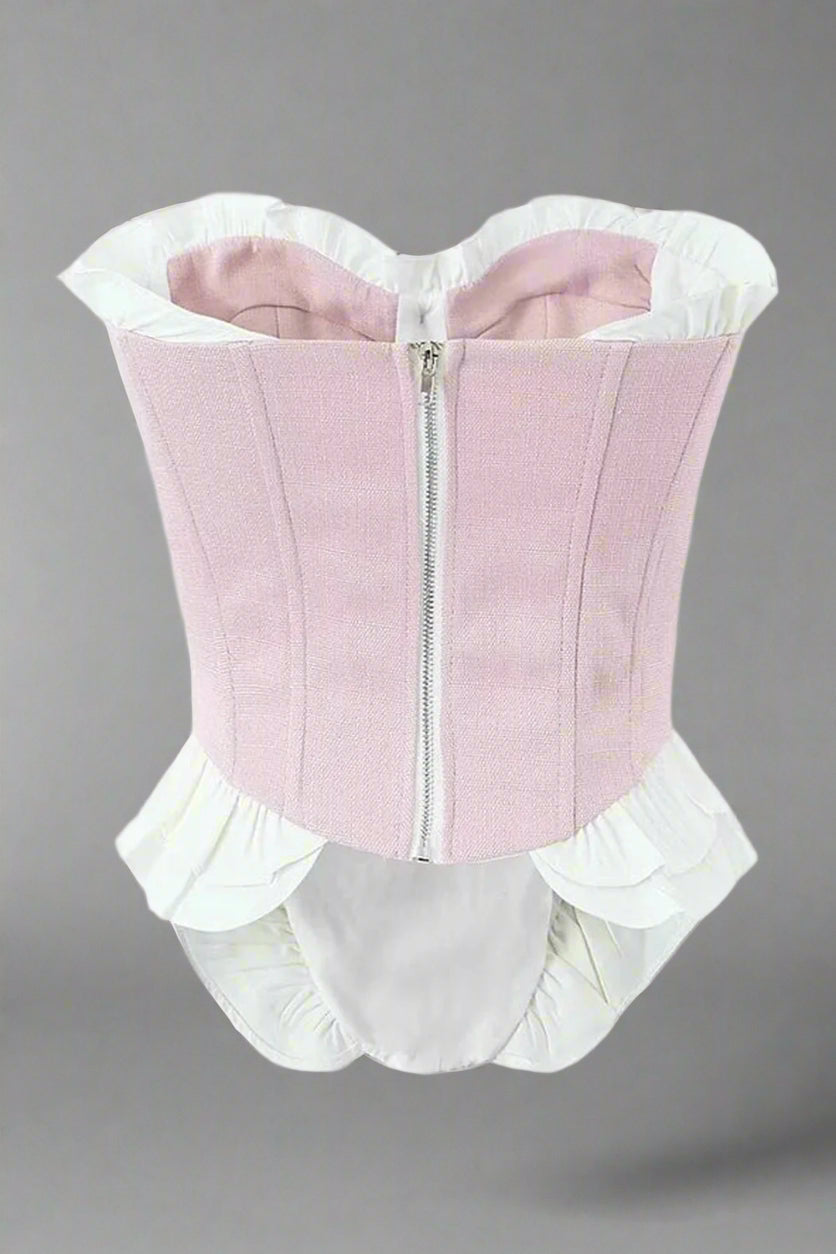 New Style Trends - Coquette Blush Ruffle Sweetheart Corset - Outfit Ideas
