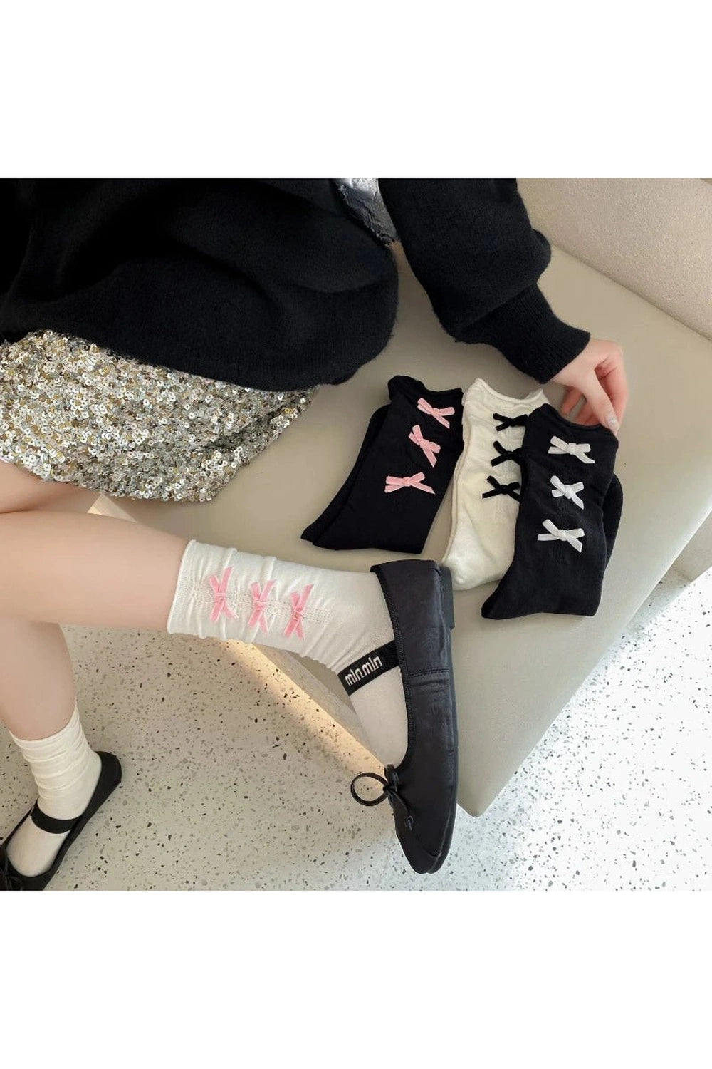 New Style Trends - Coquette Bow Adorned Ankle Socks - Outfit Ideas