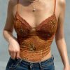 New Style Trends - Coquette Burnt Orange Lace Trim Top - Outfit Ideas