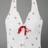 New Style Trends - Coquette Cherry Blossom Lace-Up Halter Top - Outfit Ideas
