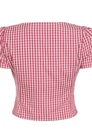 New Style Trends - Coquette Cherry Picnic Button Blouse - Outfit Ideas