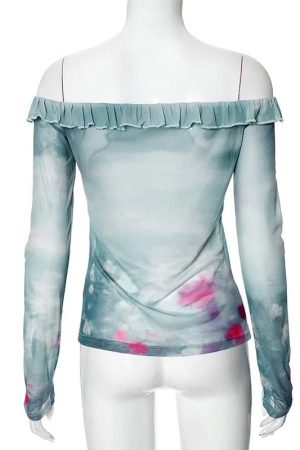 New Style Trends - Coquette Cloudy Sky Off-Shoulder Top - Outfit Ideas