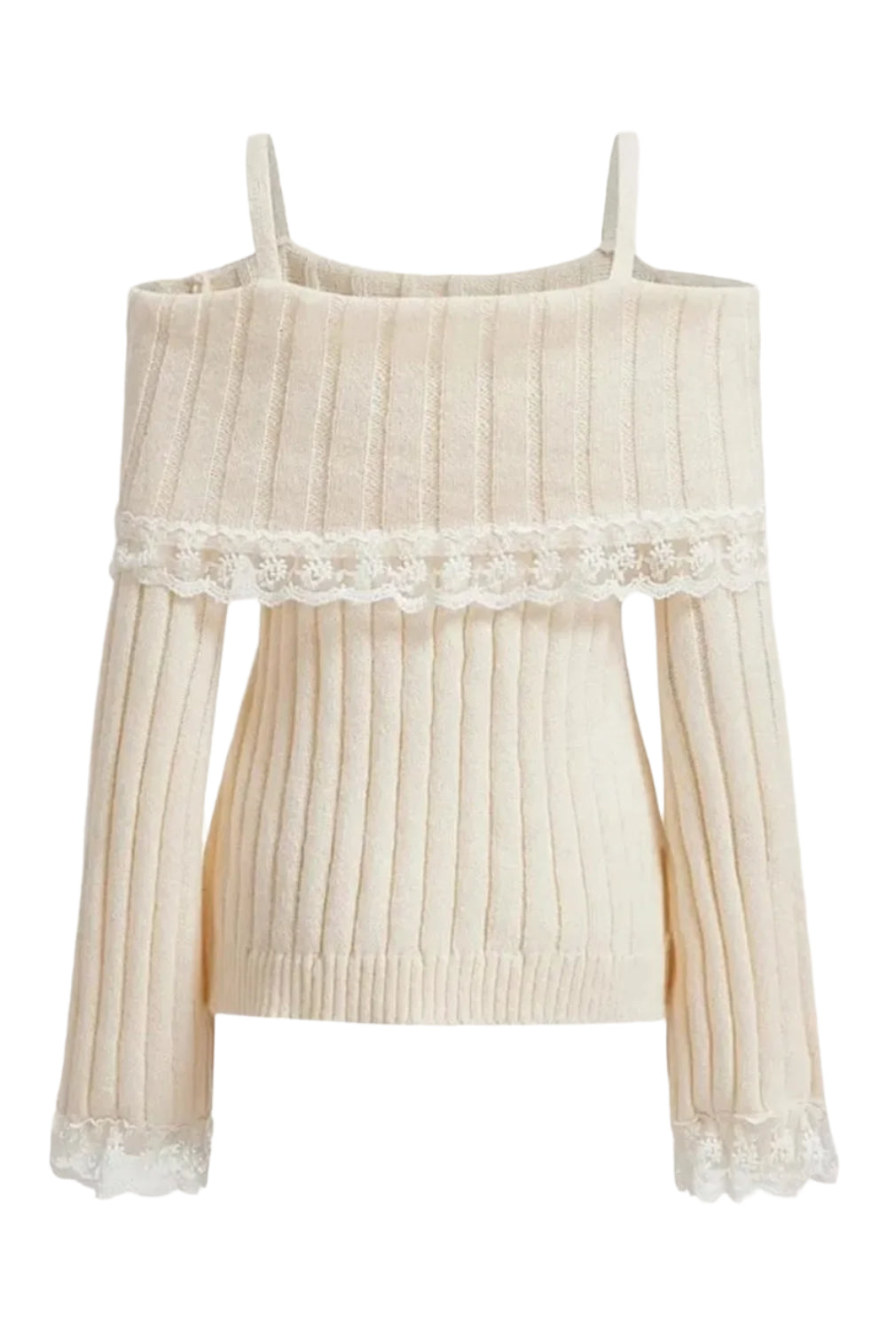 New Style Trends - Coquette Cold Shoulder Lace Knit Sweater - Outfit Ideas