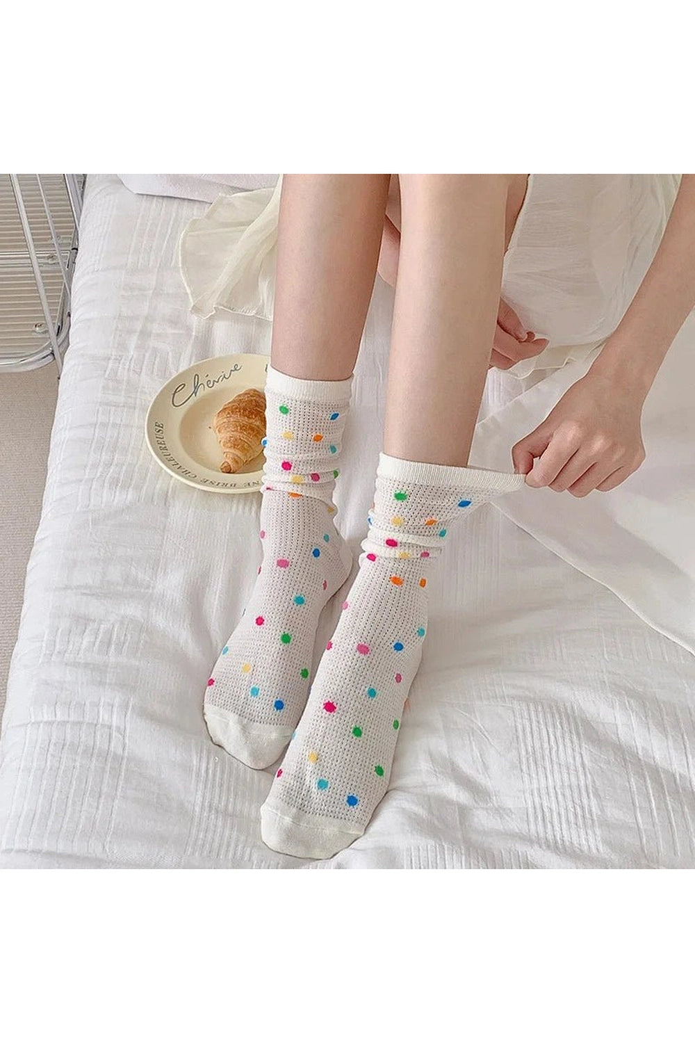 New Style Trends - Coquette Colorful Dots Crew Socks - Outfit Ideas