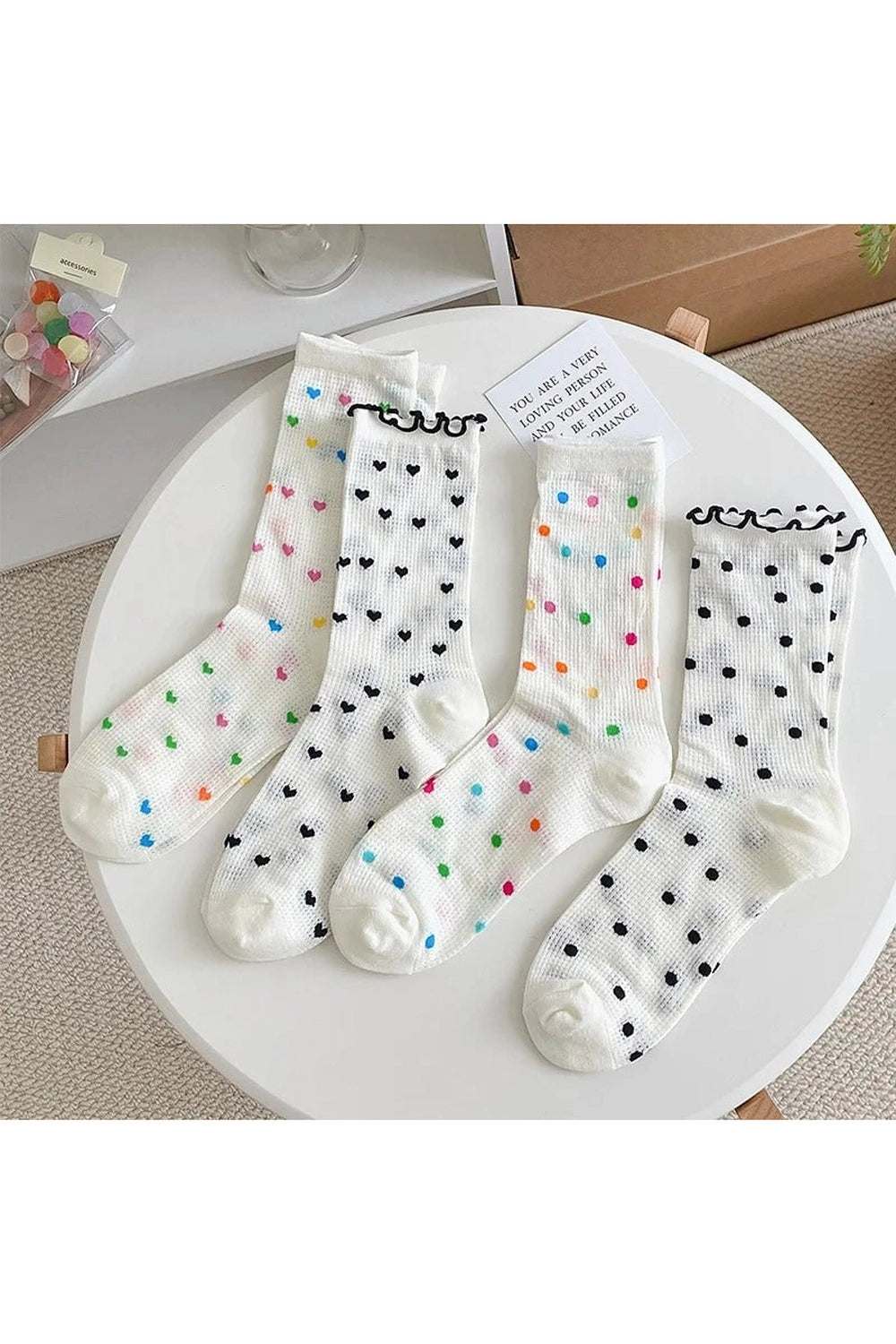 New Style Trends - Coquette Colorful Dots Crew Socks - Outfit Ideas New Style Trends - Coquette Colorful Dots Crew Socks - Outfit Ideas
