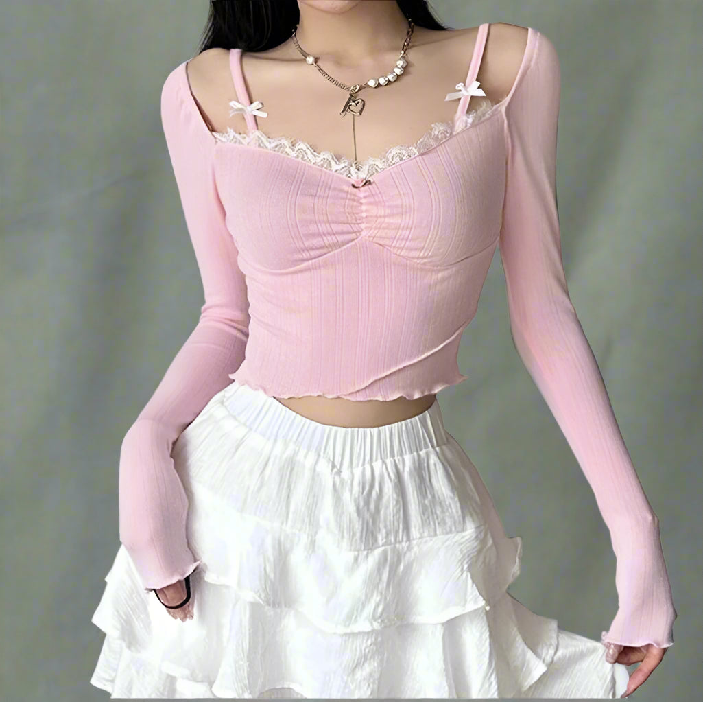 New Style Trends - Coquette Cotton Candy Delight Top - Outfit Ideas