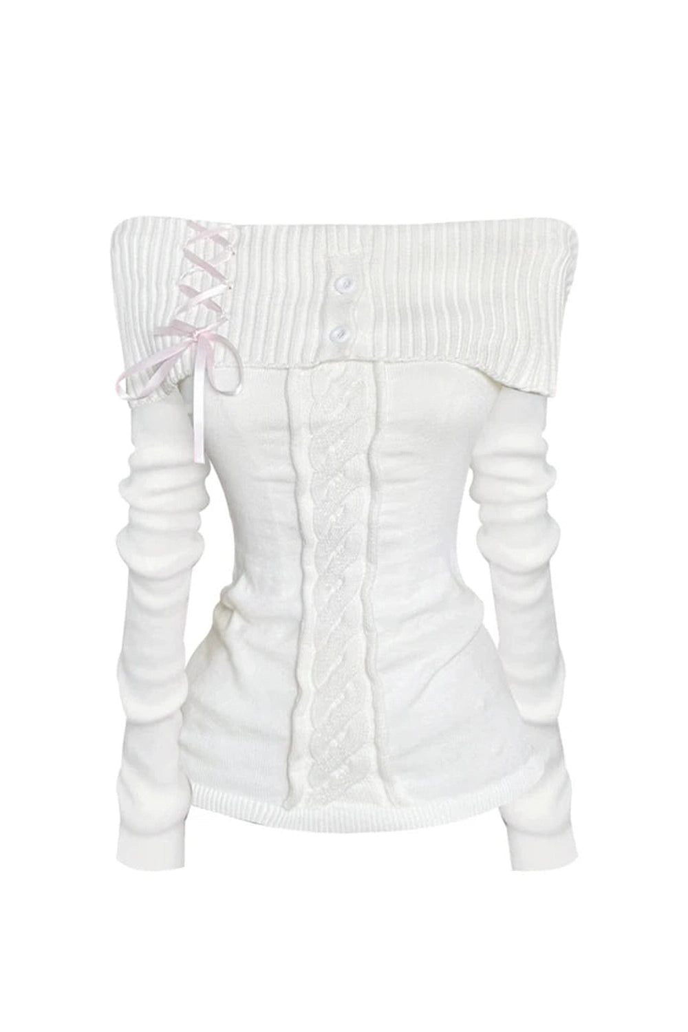 New Style Trends - Coquette Cozy Cable Knit Off-Shoulder Sweater - Outfit Ideas