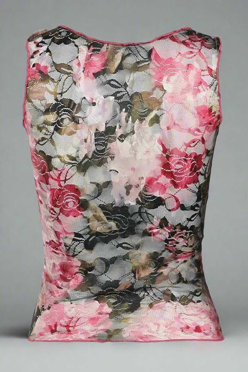 New Style Trends - Coquette Floral Mesh Wrap Tank Top - Outfit Ideas