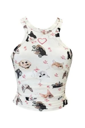 New Style Trends - Coquette Kitten Garden Halter Top - Outfit Ideas