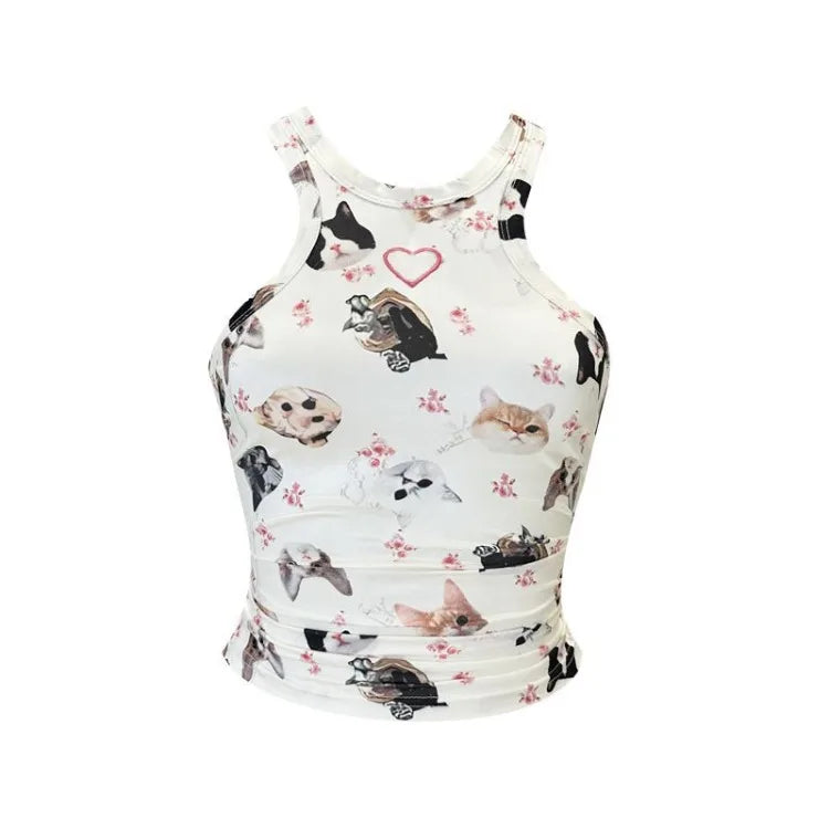 New Style Trends - Coquette Kitten Garden Halter Top - Outfit Ideas