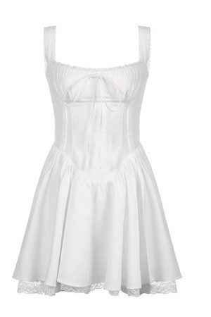 New Style Trends - Coquette Lace Panel A-line White Dress - Outfit Ideas
