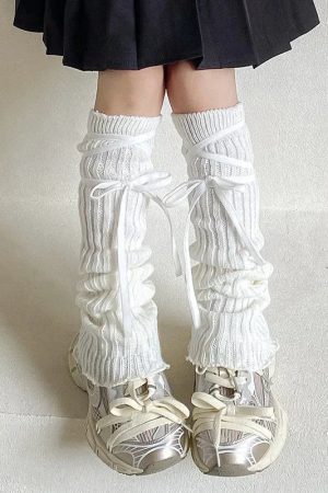 New Style Trends - Coquette Lace-Up Knit Leg Warmers - Outfit Ideas