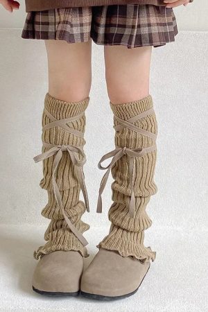New Style Trends - Coquette Lace-Up Knit Leg Warmers - Outfit Ideas
