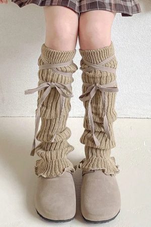 New Style Trends - Coquette Lace-Up Knit Leg Warmers - Outfit Ideas