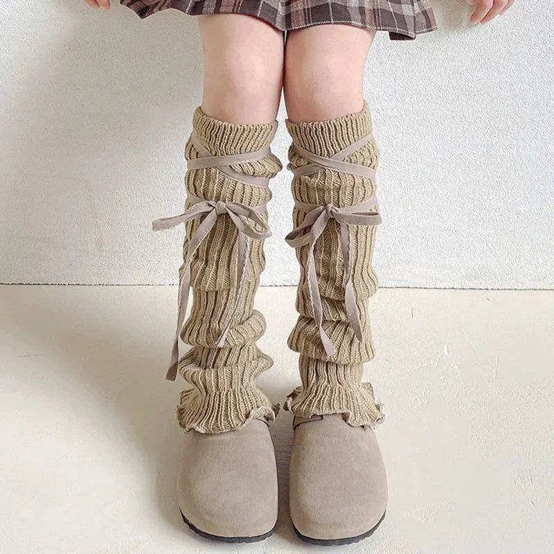 New Style Trends - Coquette Lace-Up Knit Leg Warmers - Outfit Ideas