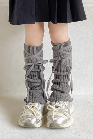 New Style Trends - Coquette Lace-Up Knit Leg Warmers - Outfit Ideas
