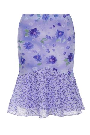New Style Trends - Coquette Lavender Bloom Flare Midi Skirt - Outfit Ideas