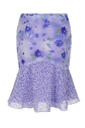 New Style Trends - Coquette Lavender Bloom Flare Midi Skirt - Outfit Ideas