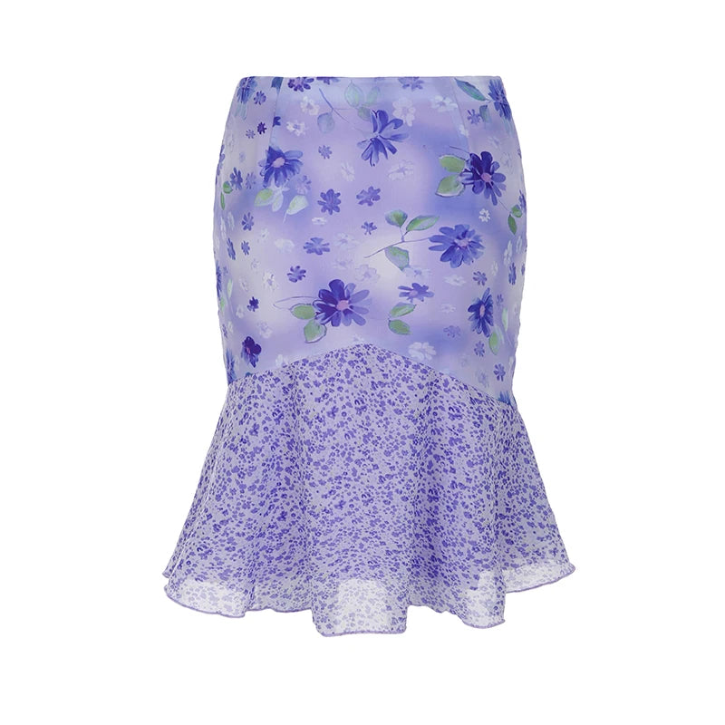 New Style Trends - Coquette Lavender Bloom Flare Midi Skirt - Outfit Ideas