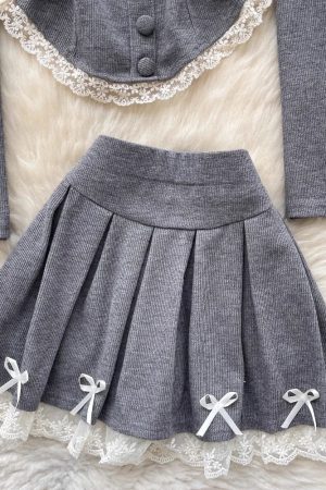 New Style Trends - Coquette Long Sleeve Grey Outfit - Outfit Ideas